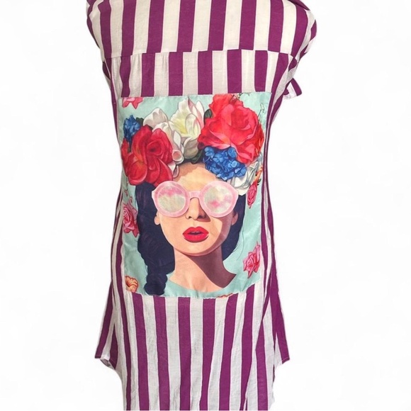 Source Unknown Tops - Source Unknown Purple and White Striped Button Down Shirt